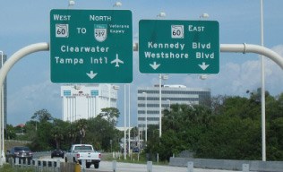 Clearwater and Kennedy Blvd. Highway Signage